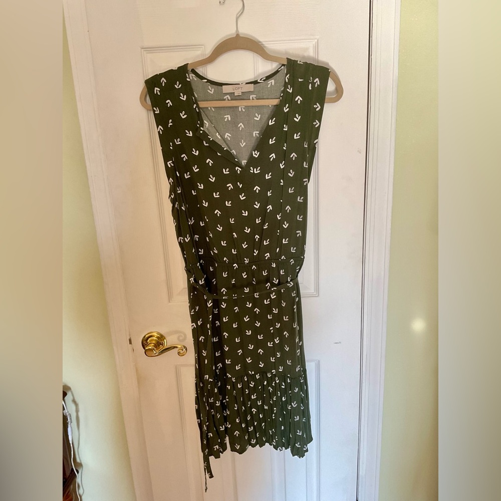 LOFT Olive Green Midi Dress
